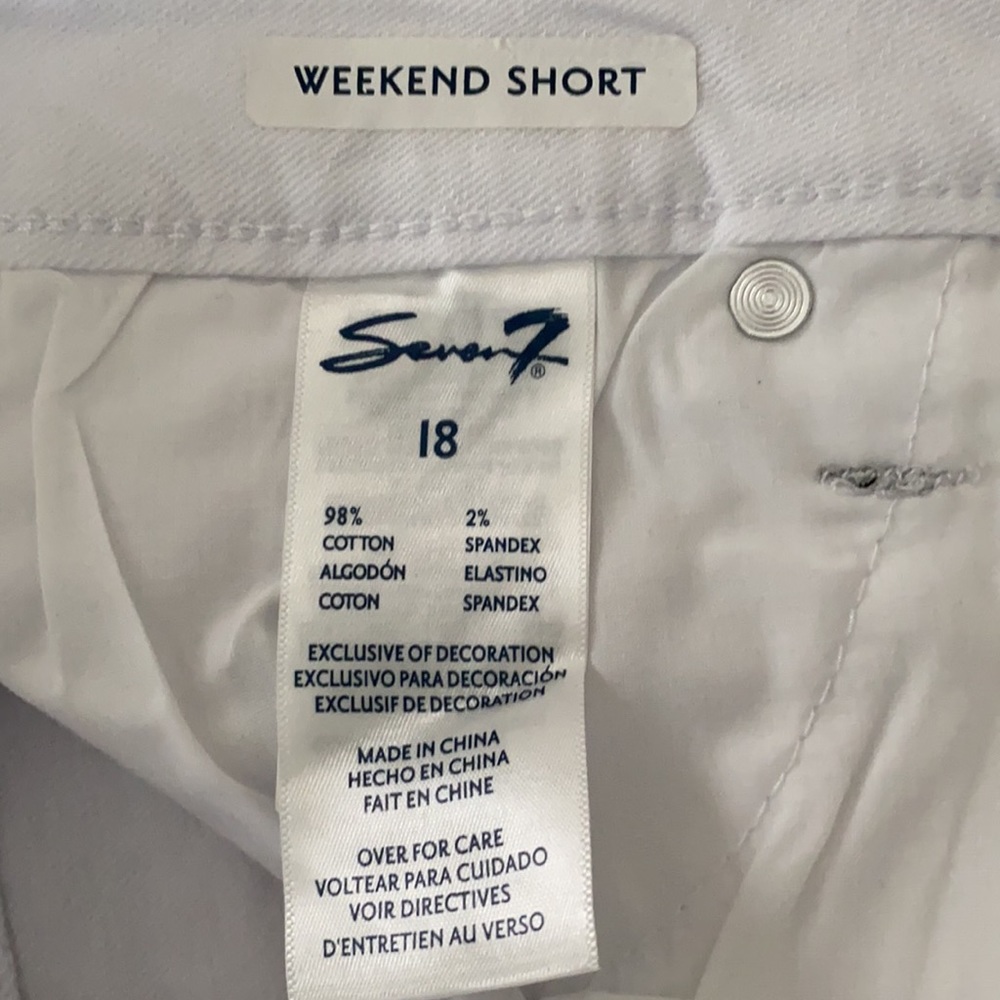 Seven7 - white jean , 5”Inseam  “Weekend Shorts” Size 18 NWT. - Picture 9 of 10